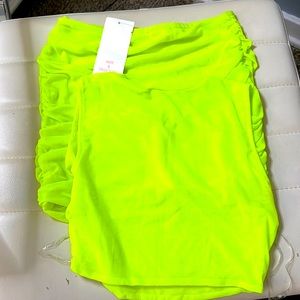 Neon green, size M, 2 piece mini skirt and shirt set